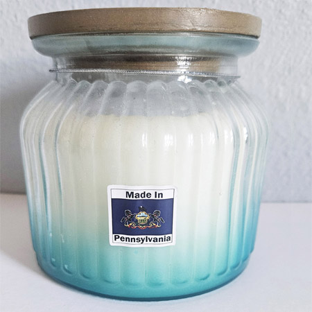 Pennsylvania label on candle