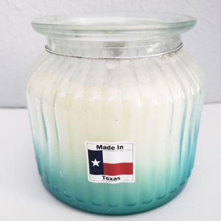 Texas label on candle